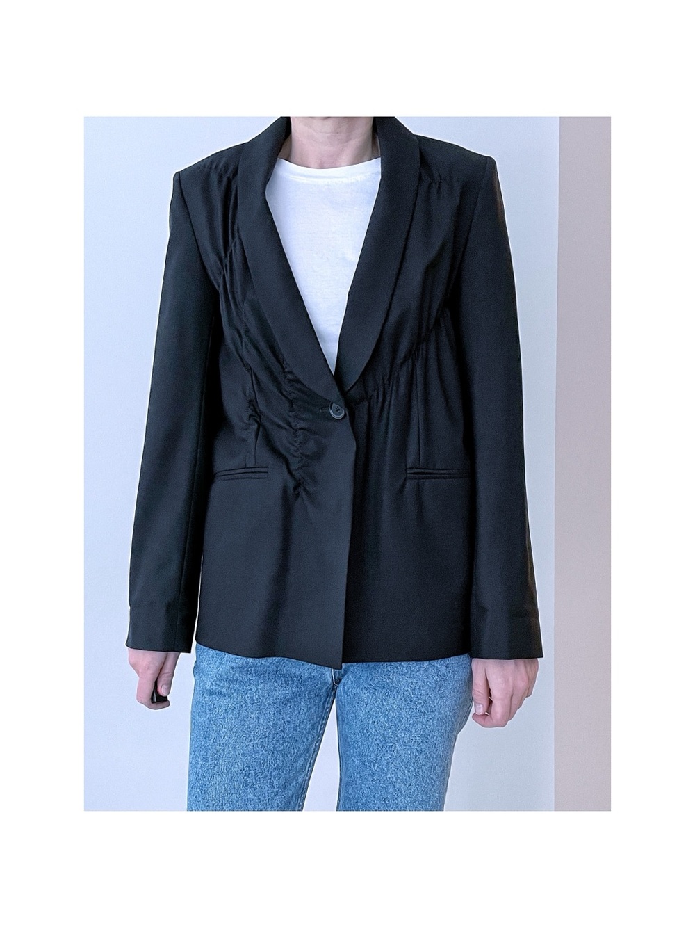 COS wool black blazer with gathered details - Picture 12 of 15